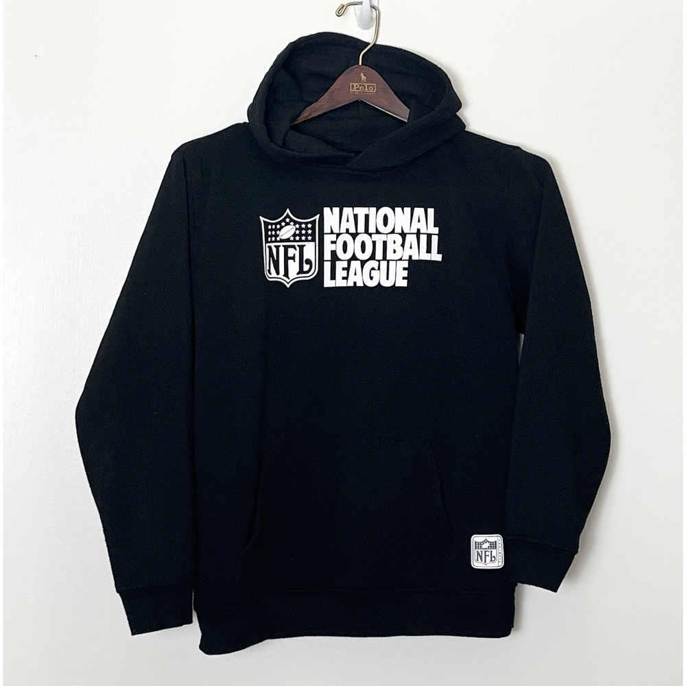 NFL The National Football League Hoodie Boys XL 14-16 Black Graphic Football